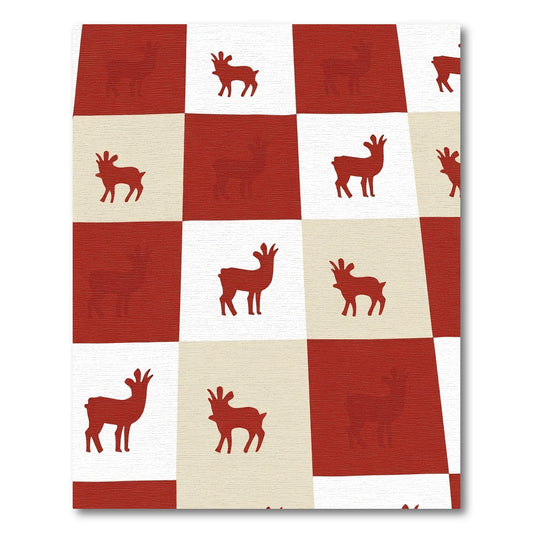 Red and Cream Checkerboard Deer Rug