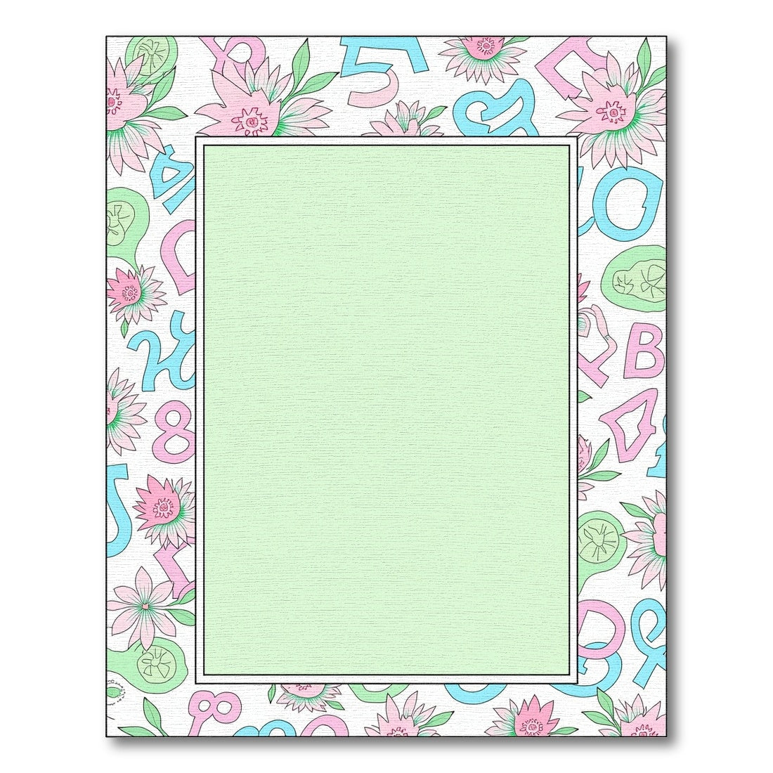 Pastel Floral Alphabet And Numbers Border Rug