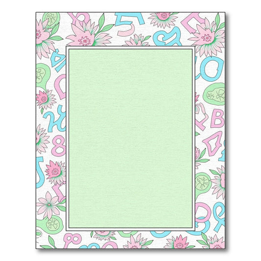 Pastel Floral Alphabet And Numbers Border Rug