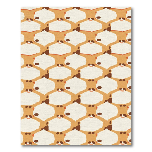 Brown Ochre Abstract Organic Hexagon Rug