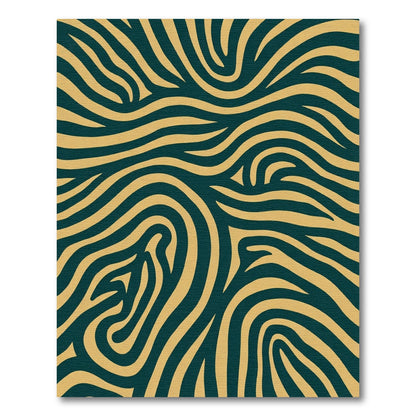 Gold Cyan Abstract Wavy Stripes Rug