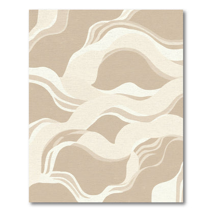 Earthy Beige Abstract Wavy Rug