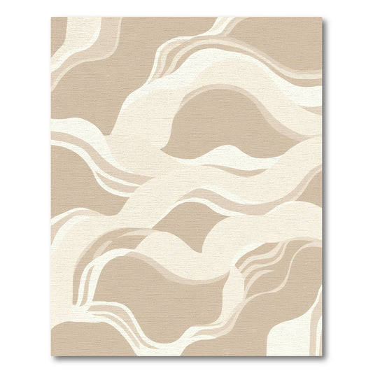 Earthy Beige Abstract Wavy Rug