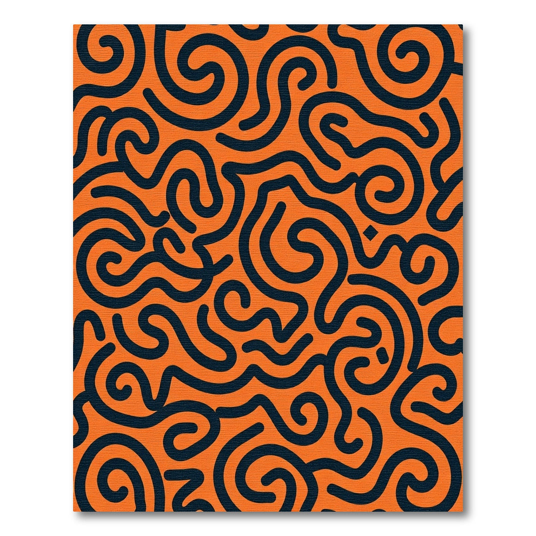Bold Orange Swirl Line Art Rug