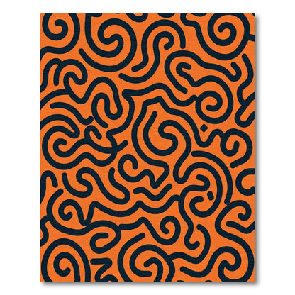 Bold Orange Swirl Line Art Rug