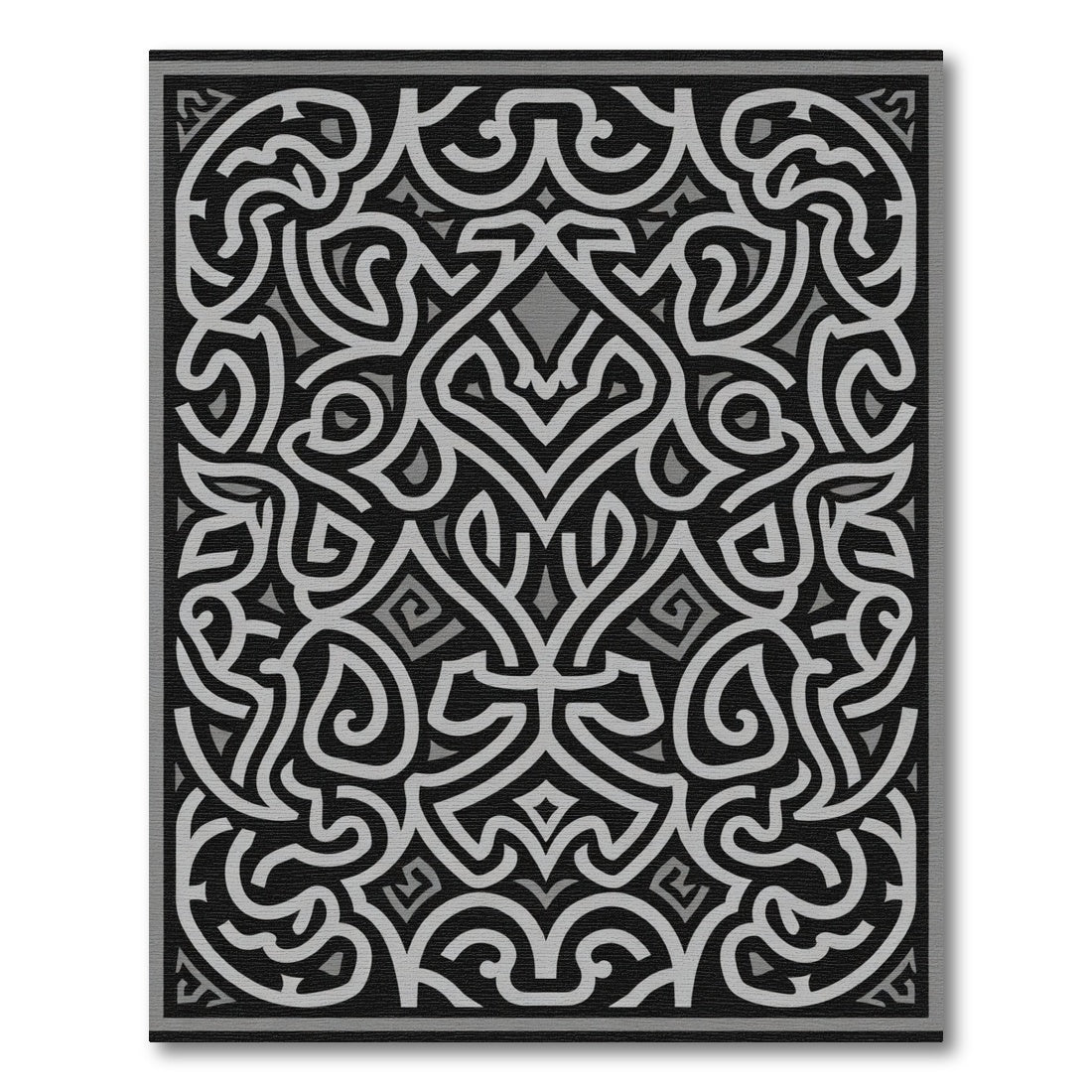 Monochrome Ornate Labyrinth Rug