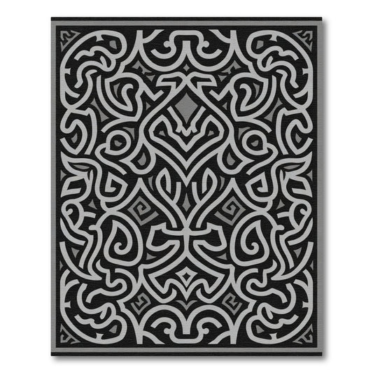 Monochrome Ornate Labyrinth Rug