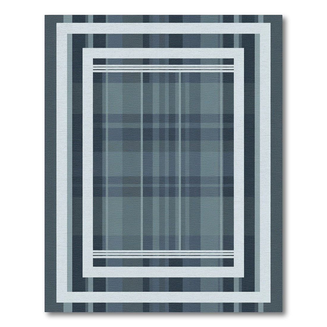 Classic Blue Plaid Rectangle Layered Rug