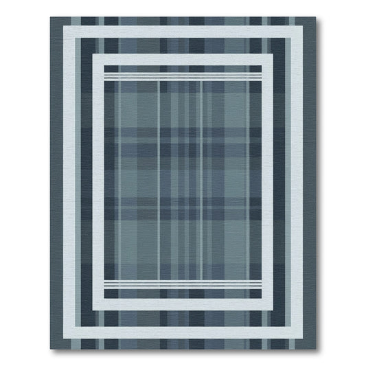 Classic Blue Plaid Rectangle Layered Rug