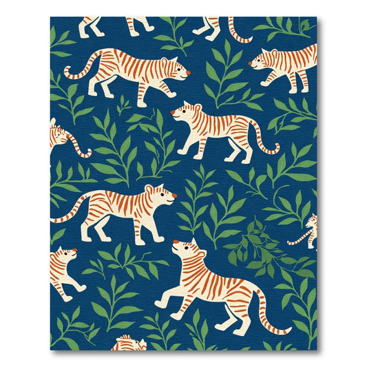 White Tiger Foliage Repeat Rug