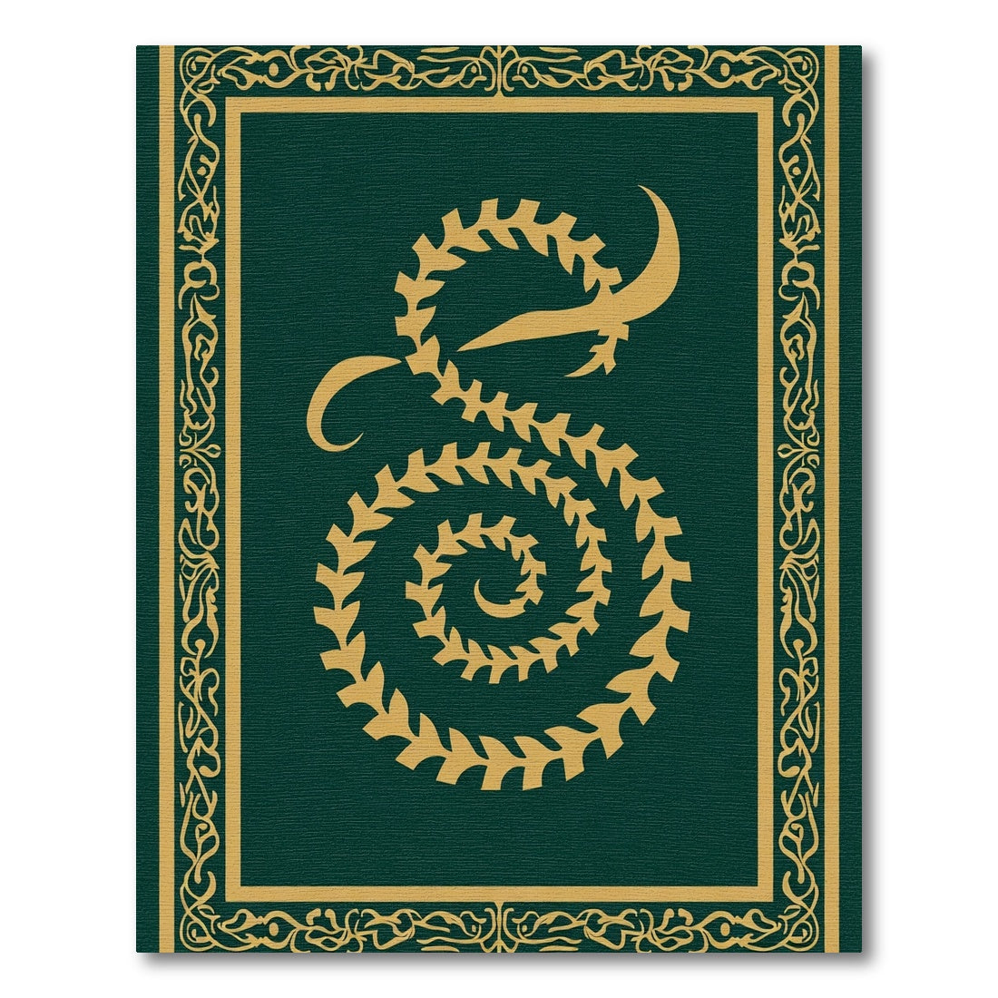 Deep Emerald Golden Swirl Scrollwork Rug