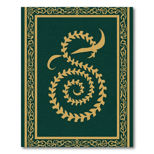 Deep Emerald Golden Swirl Scrollwork Rug