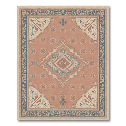 Blue Teal Floral Vintage No. 26 Area Rug