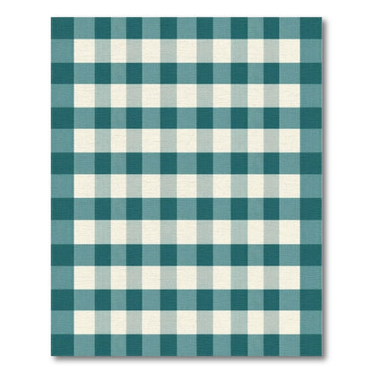 Blue and Teal Gingham Checkered Area Rug