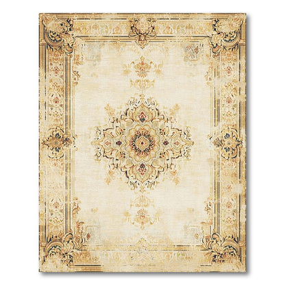 Beige and Neutral Distressed Beige Persian Medallion Area Rug