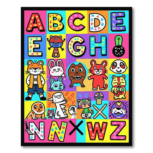 Colorful Alphabet Critters Playful Illustration Rug