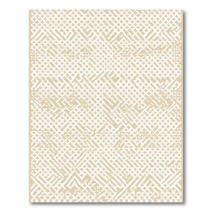 Cracked Beige Geometric Lattice Weave Rug