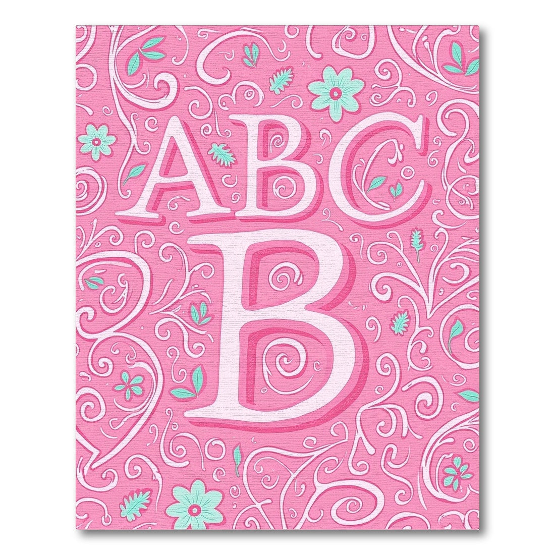 Pink Calligraphy Alphabet Swirl Rug