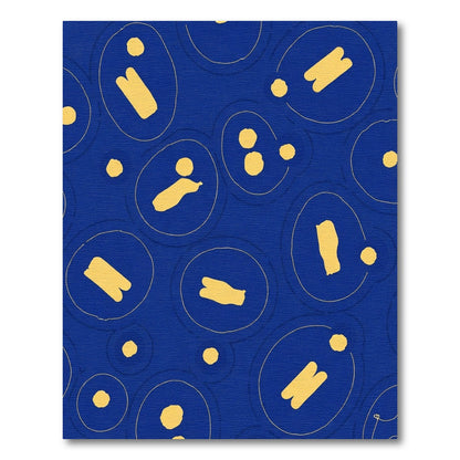 Blue Yellow Abstract Oval Composition Rug