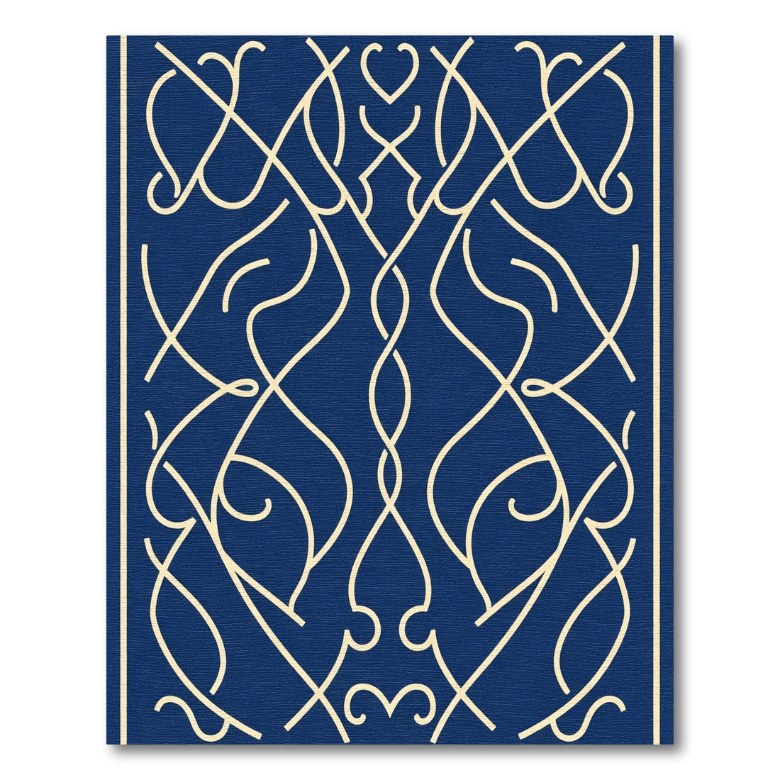 Navy Cream Intricate Intertwined Scrolls Rug