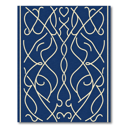 Navy Cream Intricate Intertwined Scrolls Rug