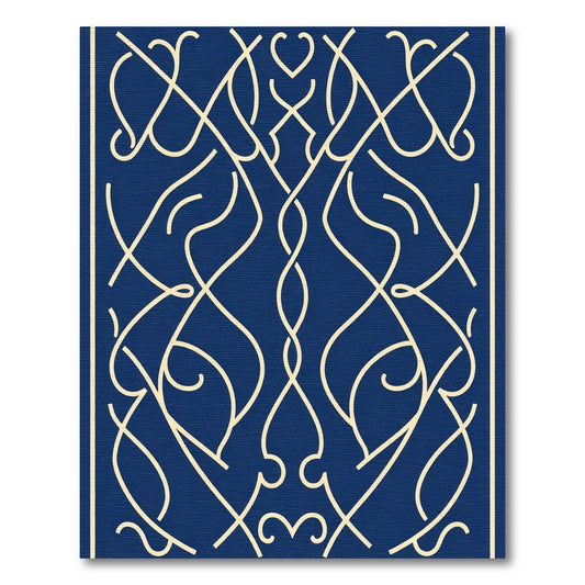 Navy Cream Intricate Intertwined Scrolls Rug