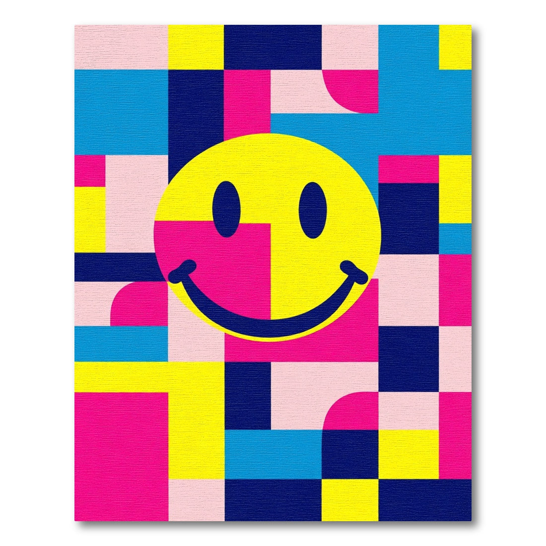 Vibrant Geometric Smiley Face Rug