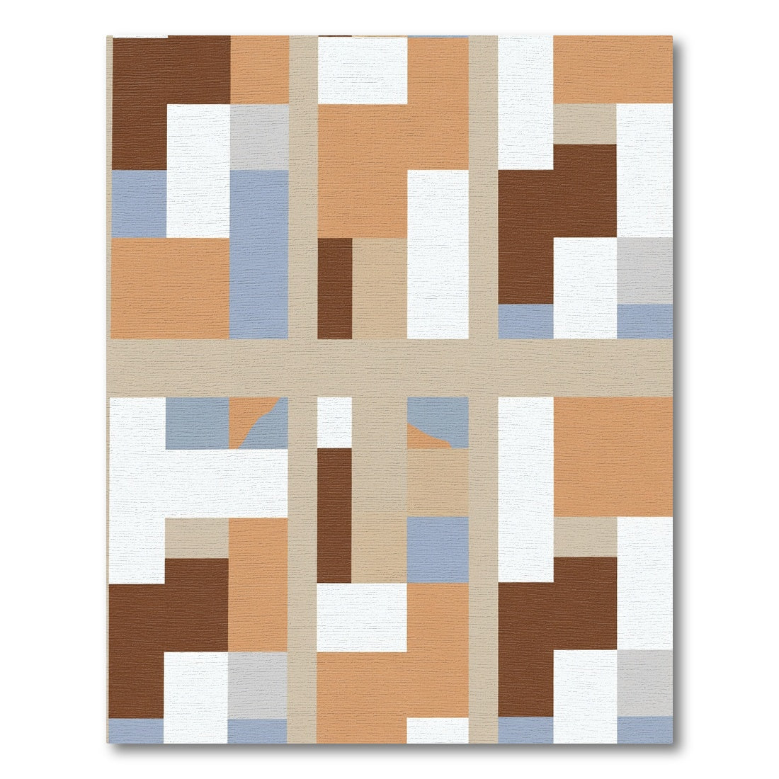 Modern Terracotta Abstract Geometric Blocks Rug