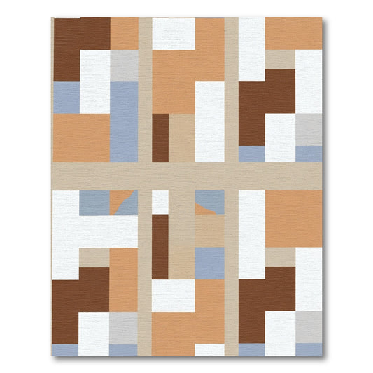Modern Terracotta Abstract Geometric Blocks Rug