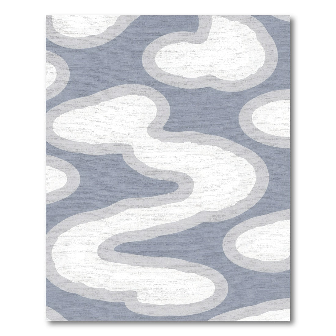 Soft Blue Abstract Cloud Shapes Rug