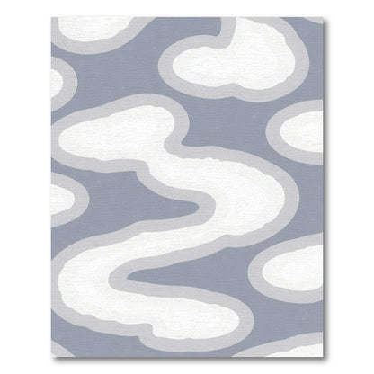 Soft Blue Abstract Cloud Shapes Rug