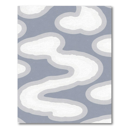 Soft Blue Abstract Cloud Shapes Rug