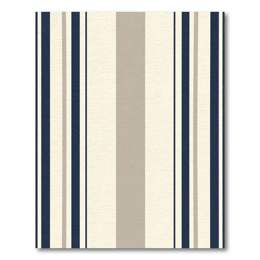 Navy Cream Taupe Vertical Stripes Rug