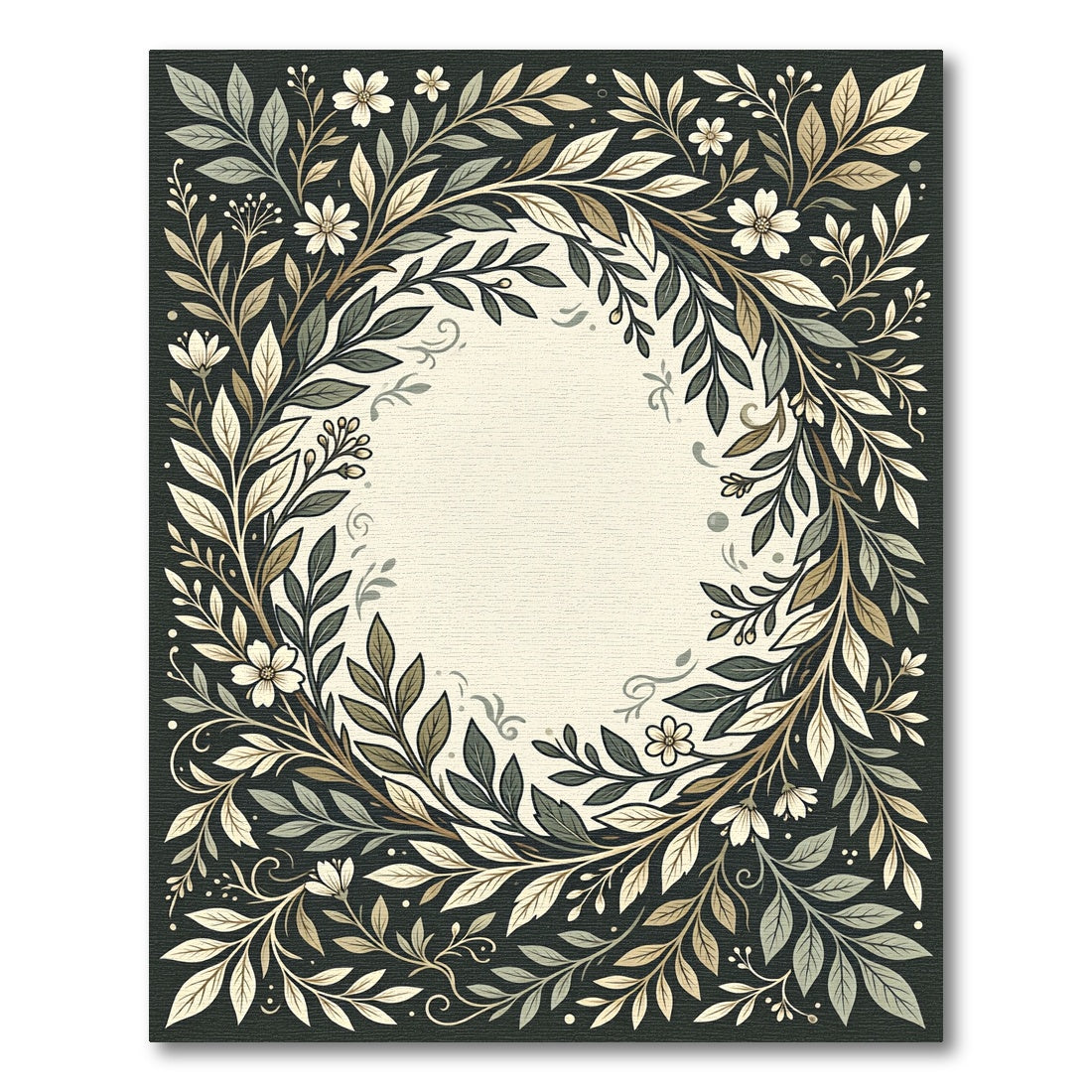 Earthy Tone Botanical Wreath Rug