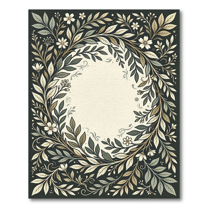 Earthy Tone Botanical Wreath Rug