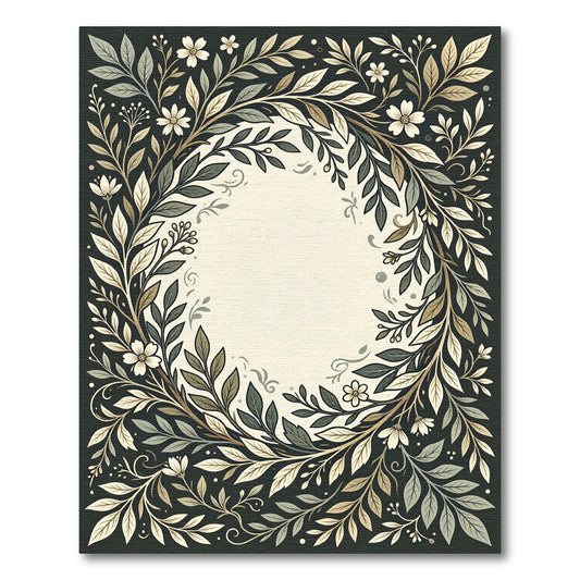 Earthy Tone Botanical Wreath Rug