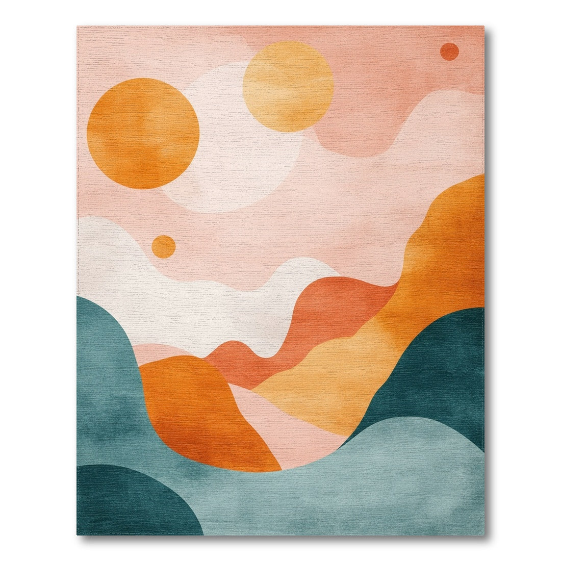 Abstract Pink Orange Wave Area Rug