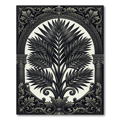Monochromatic Fern Archway Crest Rug