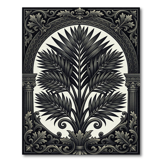Monochromatic Fern Archway Crest Rug