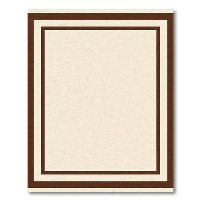 Deep Brown Cream Bordered Square Rug