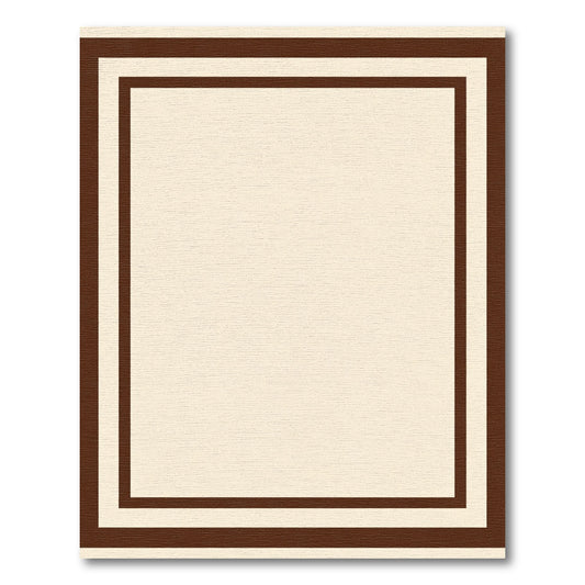 Deep Brown Cream Bordered Square Rug