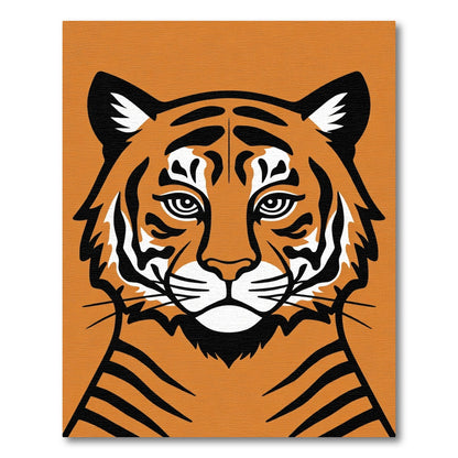Bold Orange Tiger Face Statement Rug