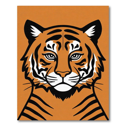 Bold Orange Tiger Face Statement Rug