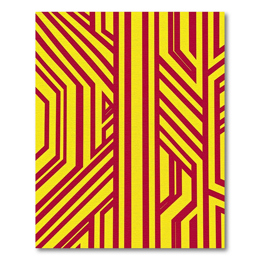 Bold Red Yellow Geometric Lines Rug