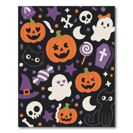 Halloween Pumpkins Ghosts Washable Area Rug