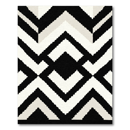 Black Cream Zigzag Diamond Rug