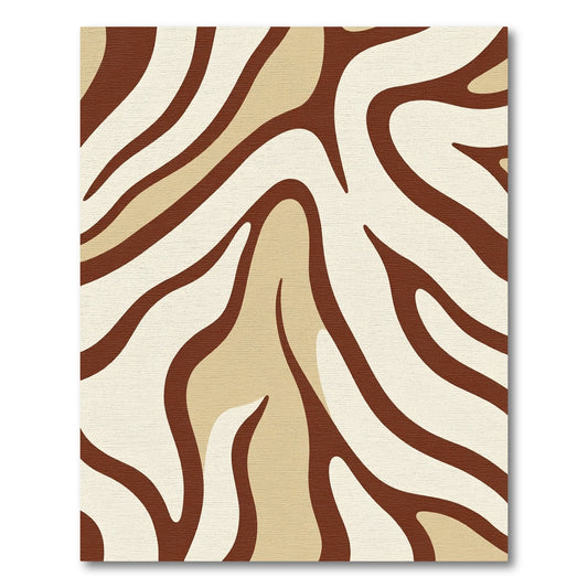 Brown Cream Abstract Zebra Stripe Rug