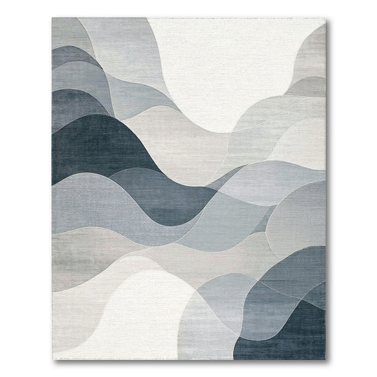 Abstract Layered Gray Waves Rug