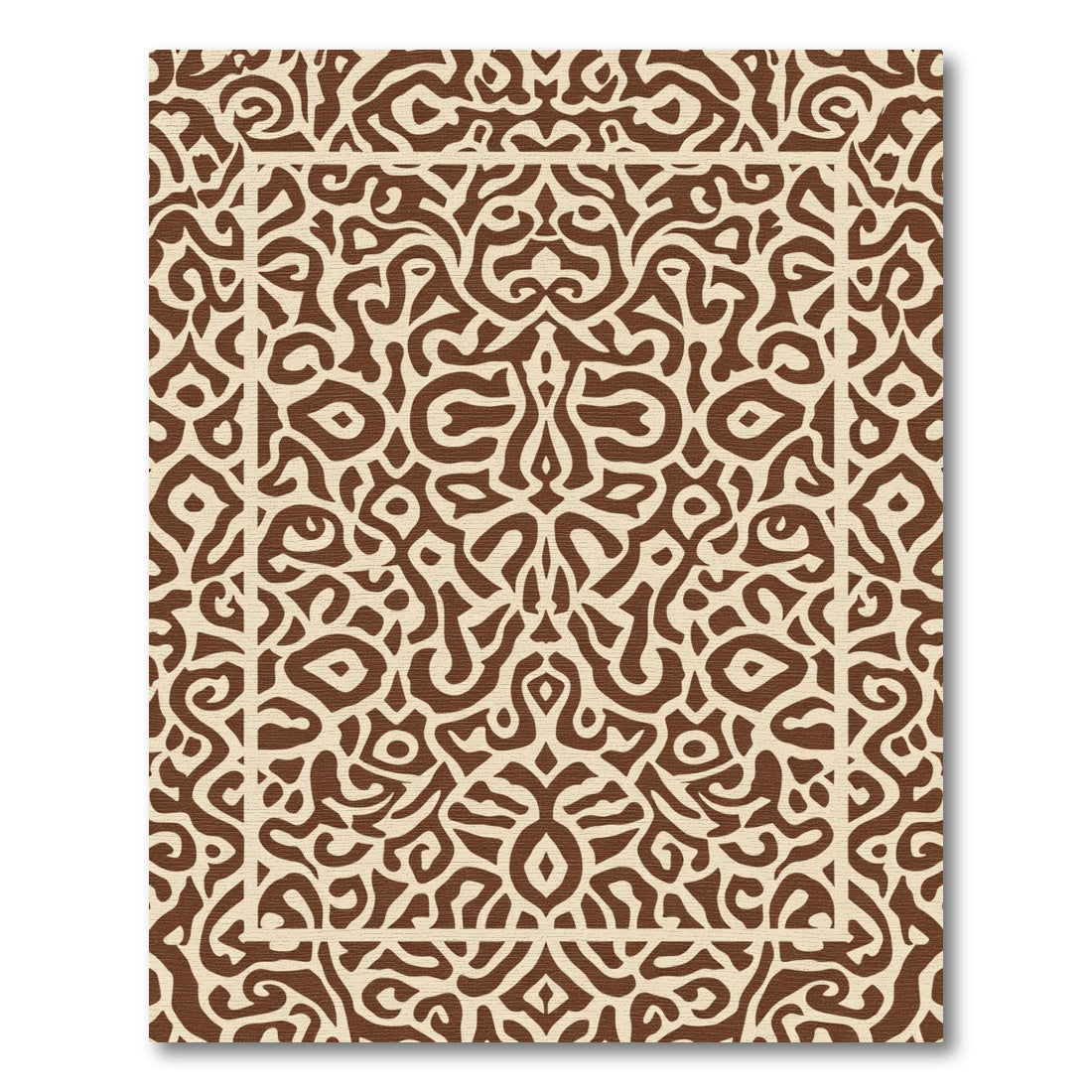 Antique Brown Ornate Filigree Rug
