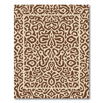Antique Brown Ornate Filigree Rug